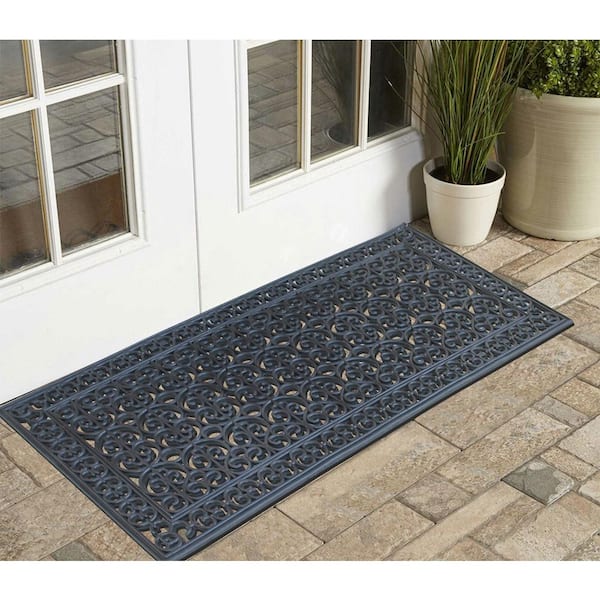 A1 Home Collections A1HC Welcome Flocked Entrance Door Mats Black/Beige 30  in. x 60 in. Rubber & Coir, Heavy Duty, Extra Large Size Doormat  A1HC200112WEL-N - The Home Depot