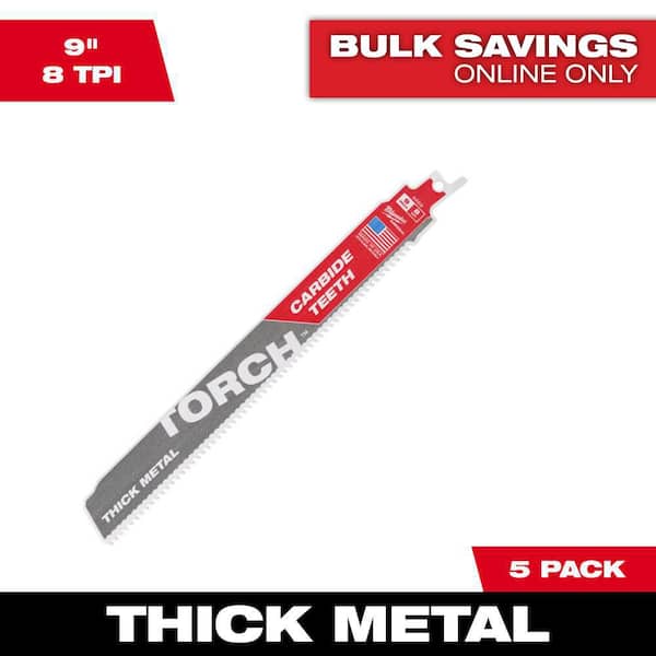 9 in. 8 TPI TORCH Carbide Teeth Thick Metal Cutting SAWZALL Reciprocating Saw Blade (5-Pack)