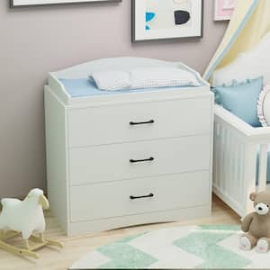 3-Drawer White Wood Kid Dresser Chest Drawers Dresser Storage Organizer Cabinet 35.4 in. H x 35.4 in. W x 19.2 in. in. D