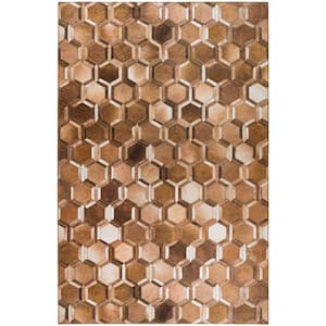 Abilene Brown 9 ft. x 12 ft.  Patchwork Polyester Area Rug