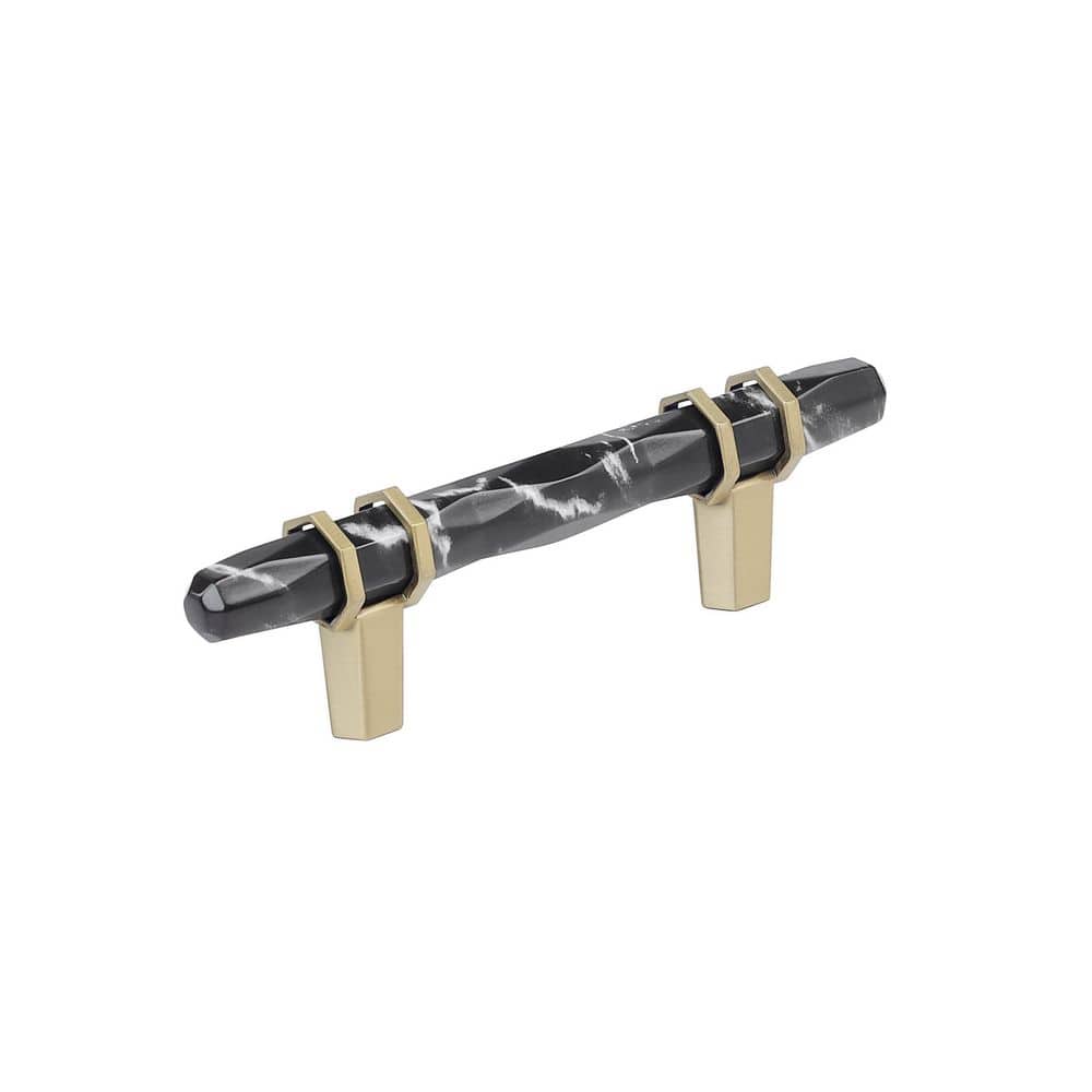 Carrione 3 in. (76 mm) Center-to-Center Marble Black/Golden Champagne Bar Cabinet Pull price history on PriceWatchPro