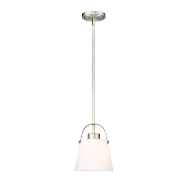 Unbranded Z-Studio Linen Pendant 8 in. 1-Light Brushed Nickel Pendant Light with Ivory Fabric Shade with No Bulbs included