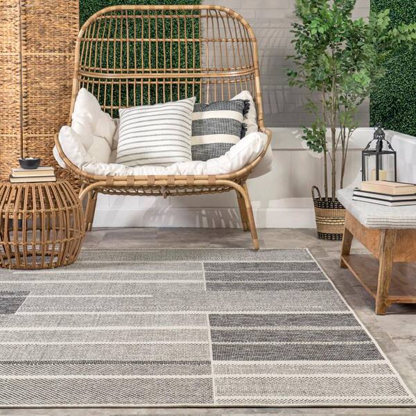 nuLOOM OWDN05A-71001010 7 ft. 10 in. x 10 ft. 10 in. Outdoor Gris Grey Machine Made Area Rug, Size: 0.25, Gray