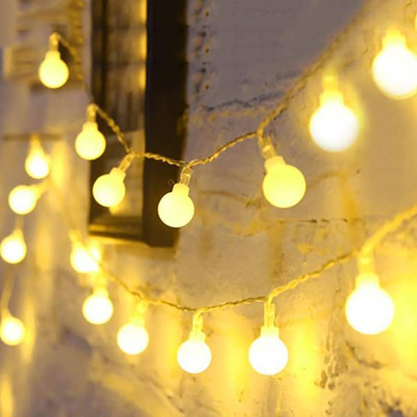 YANSUN 40-Light 16.4 ft. Outdoor Battery Powered Globe Integrated LED Decorative Fairy String Light in Warm White