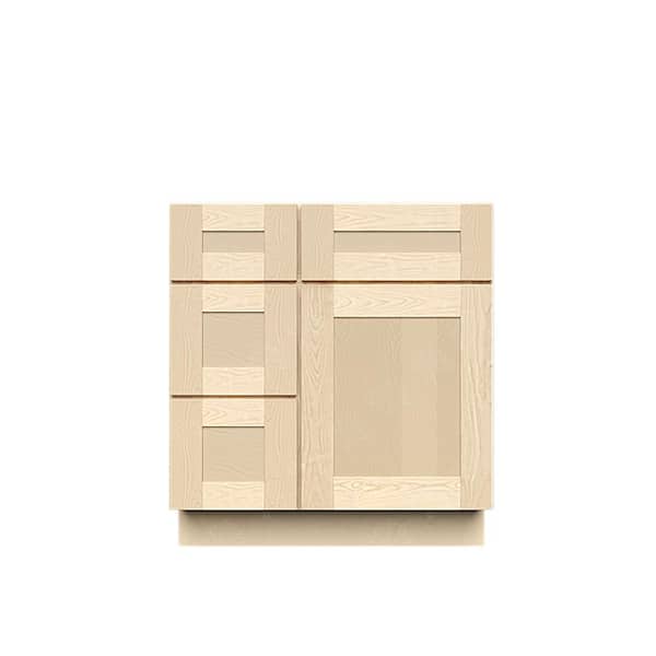 Lancaster Shaker Assembled 30 in. W x 21 in. D x 34.5 in. H Bath Vanity Cabinet Without Top Sink Base in Natural Wood
