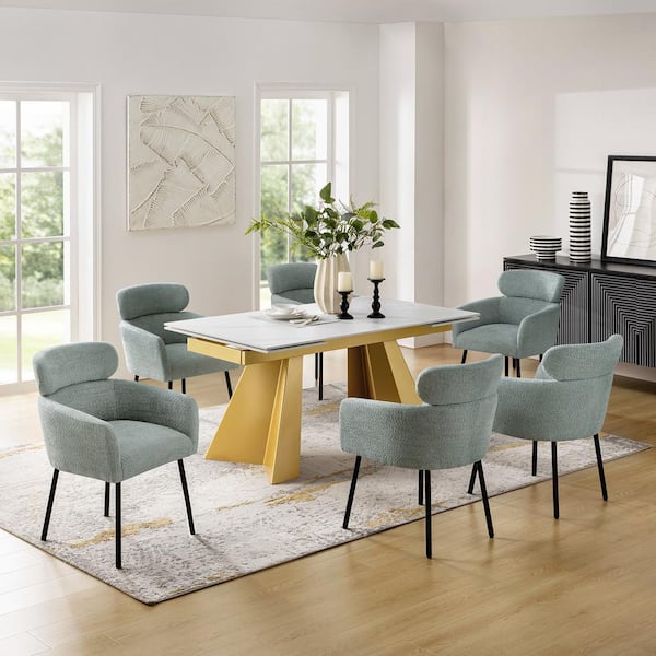 Lorenz White 7-Piece 94.5" Extendable Dining Table With Dining Chairs Set