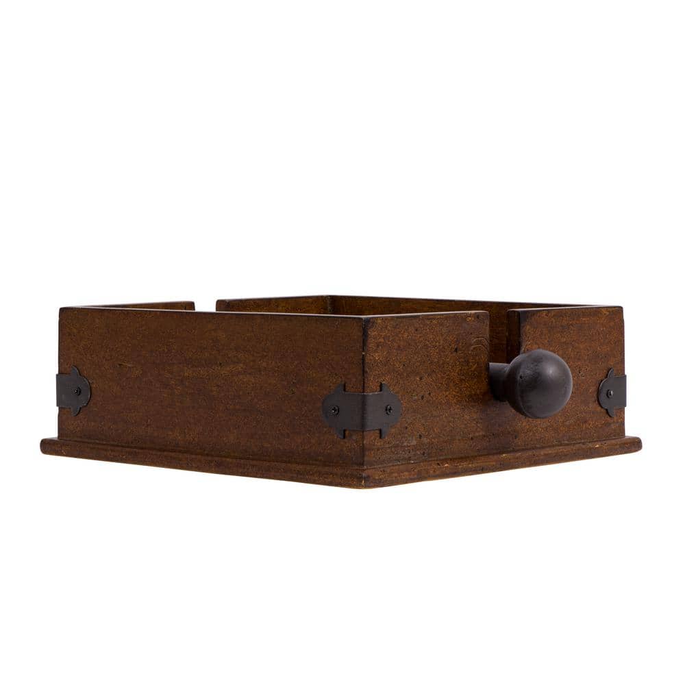Square Wood Napkin Holder with Metal Bar