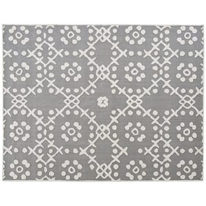 A1470 Grey 7 ft. 6 in. x 9 ft. 6 in. Hand Tufted Looped High and Low Wool Area Rug