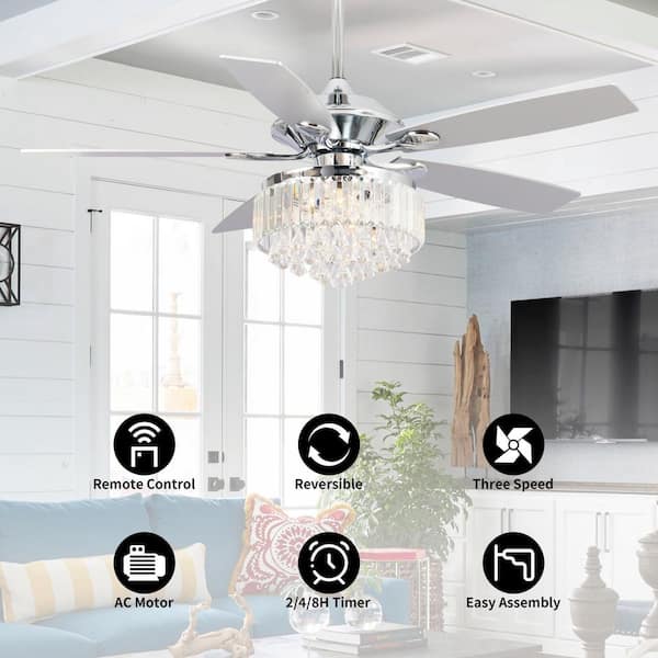 matrix decor 52 in. Indoor Chrome Crystal Chandelier Ceiling Fan