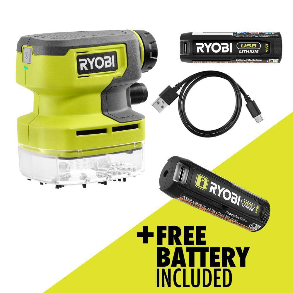 RYOBI USB Lithium Desktop Vacuum Kit with 2.0 Ah Battery, Charging Cable, and FREE USB Lithium 2.0 Ah Battery