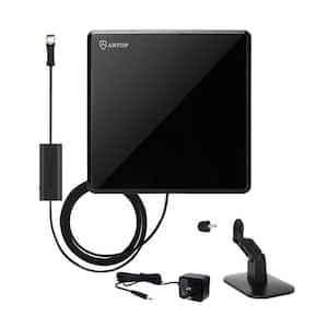Flat-Panel Indoor HDTV Antenna with Smartpass Amplifier and Built-In 4G LTE Filter, Black
