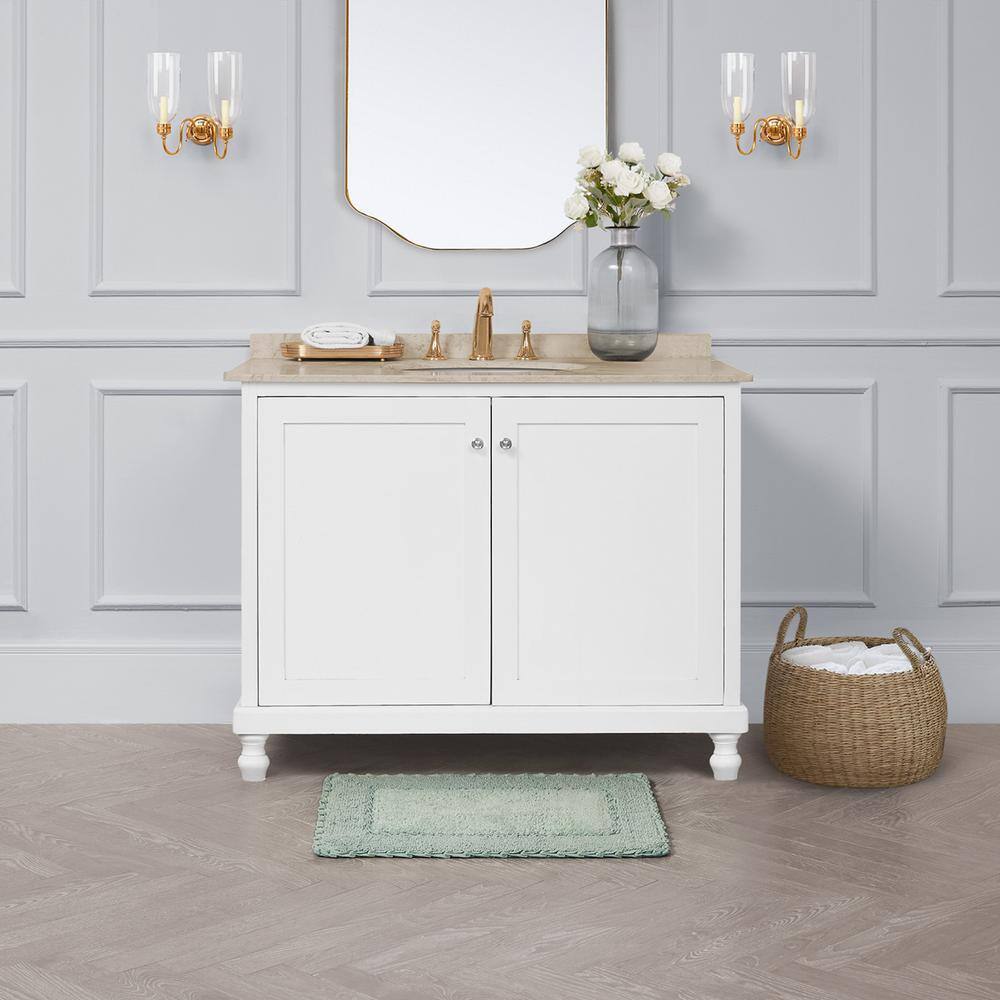 Sage Green Cotton Bath Rug with Ruffle Border, 17"x24"