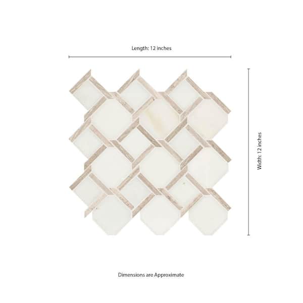 MSI Marbella Diamond 12 in. x 12 in. x 10mm Polished Marble Mesh-Mounted Mosaic Tile (10 sq. ft. / Case)