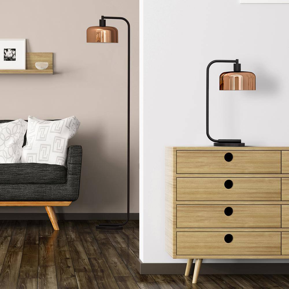 Sleek Industrial Elegance Bronze Floor Lamp with Polished Copper Shade
