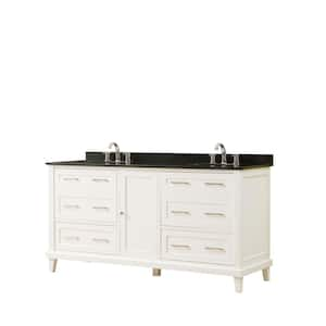 Winslow 70 in. W x 23 in. D Vanity in White with Granite Vanity Top in Black with White Basin