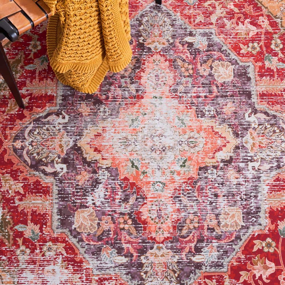 Tucson Rust & Gold Non-Slip Square Synthetic Area Rug - 6' x 6'