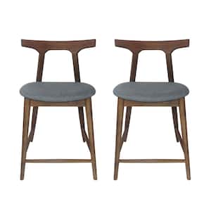 Ambleside 24.5 in. Gray and Walnut Rubberwood Counter Stool (Set of 2)