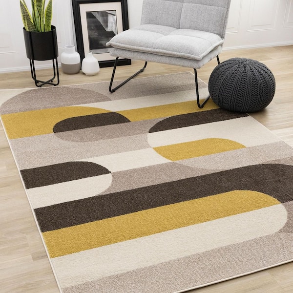 Eluna Collections 8 ft. x 11 ft. Beige Geometric, Tonal/Solid Indoor Area Rug