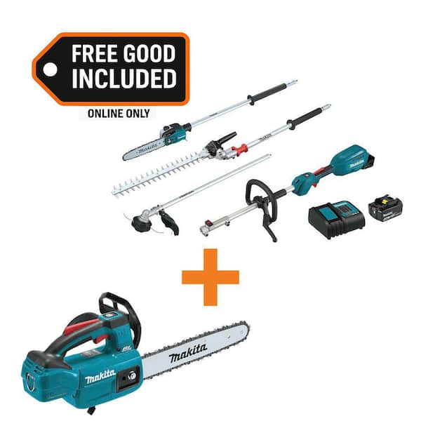 18V LXT Brushless Couple Shaft Power Head Kit with multiple Attachments, 4. 0Ah and LXT Brushless Chainsaw