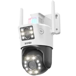 4MP 2.5K 360° PTZ Wired Outdoor Home Security Camera, 2.8mm and 8mm Dual Lens, Pug-In, AI Person Car Detection