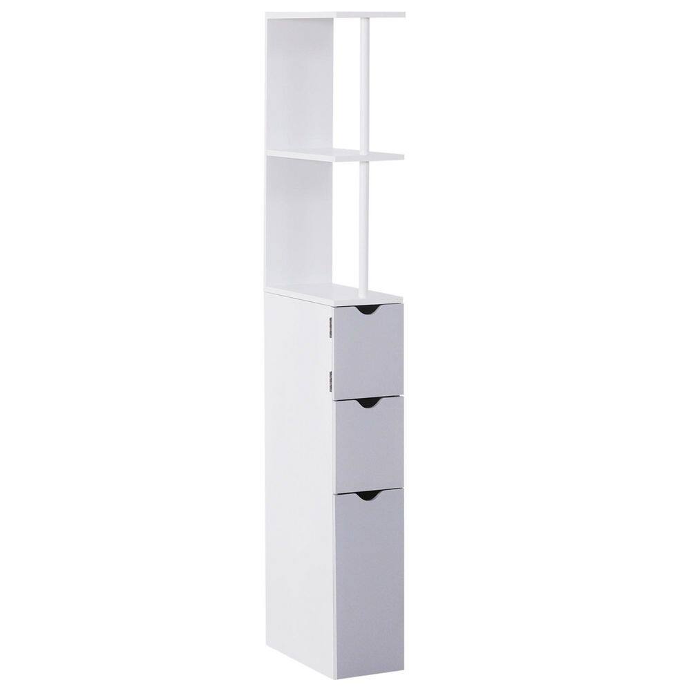 12 in. W x 6 in. D x 53.5 in. H White Linen Cabinet with 2-Open Shelves and 2-Door Cabinet Tall Bathroom Storage Cabinet price history on PriceWatchPro