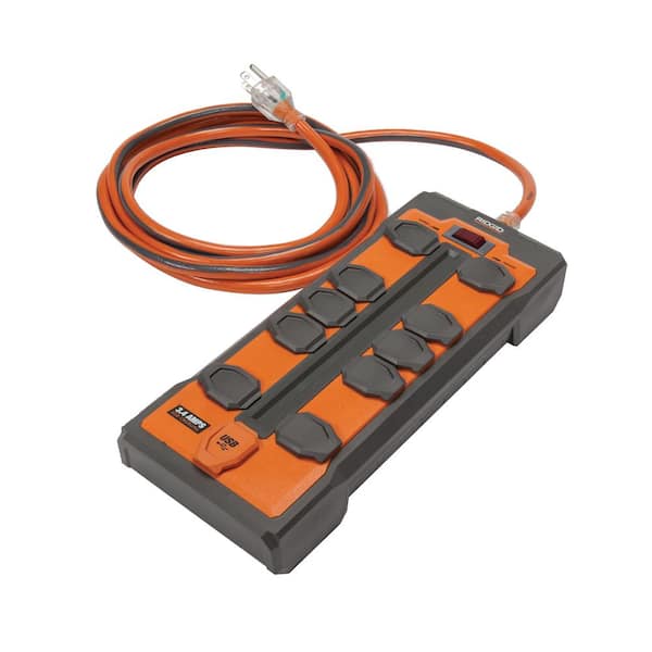 RIDGID 10-Outlet Surge Protector Plus USB