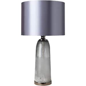 Clement 28 in. Medium Gray Indoor Table Lamp with Slate Gray Drum Shaped Shade