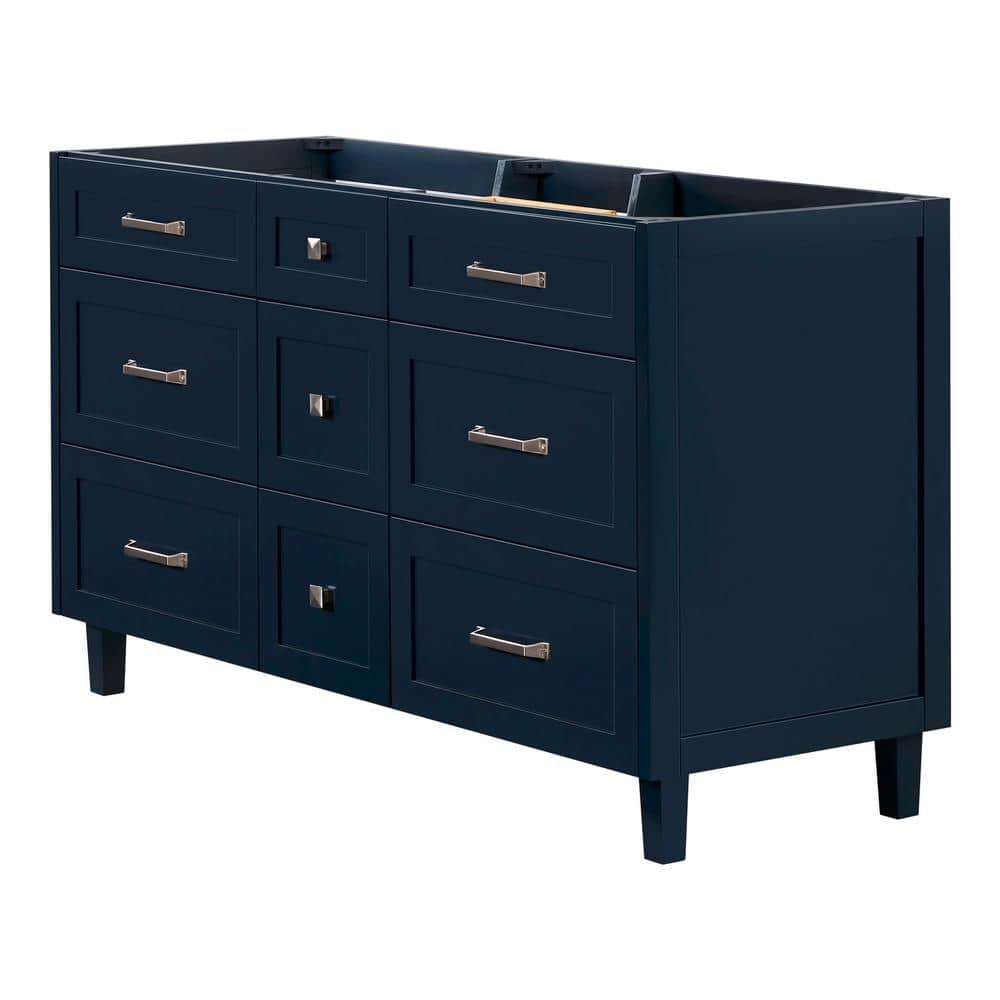 Midnight Blue 60" Double Freestanding Wood Vanity Cabinet