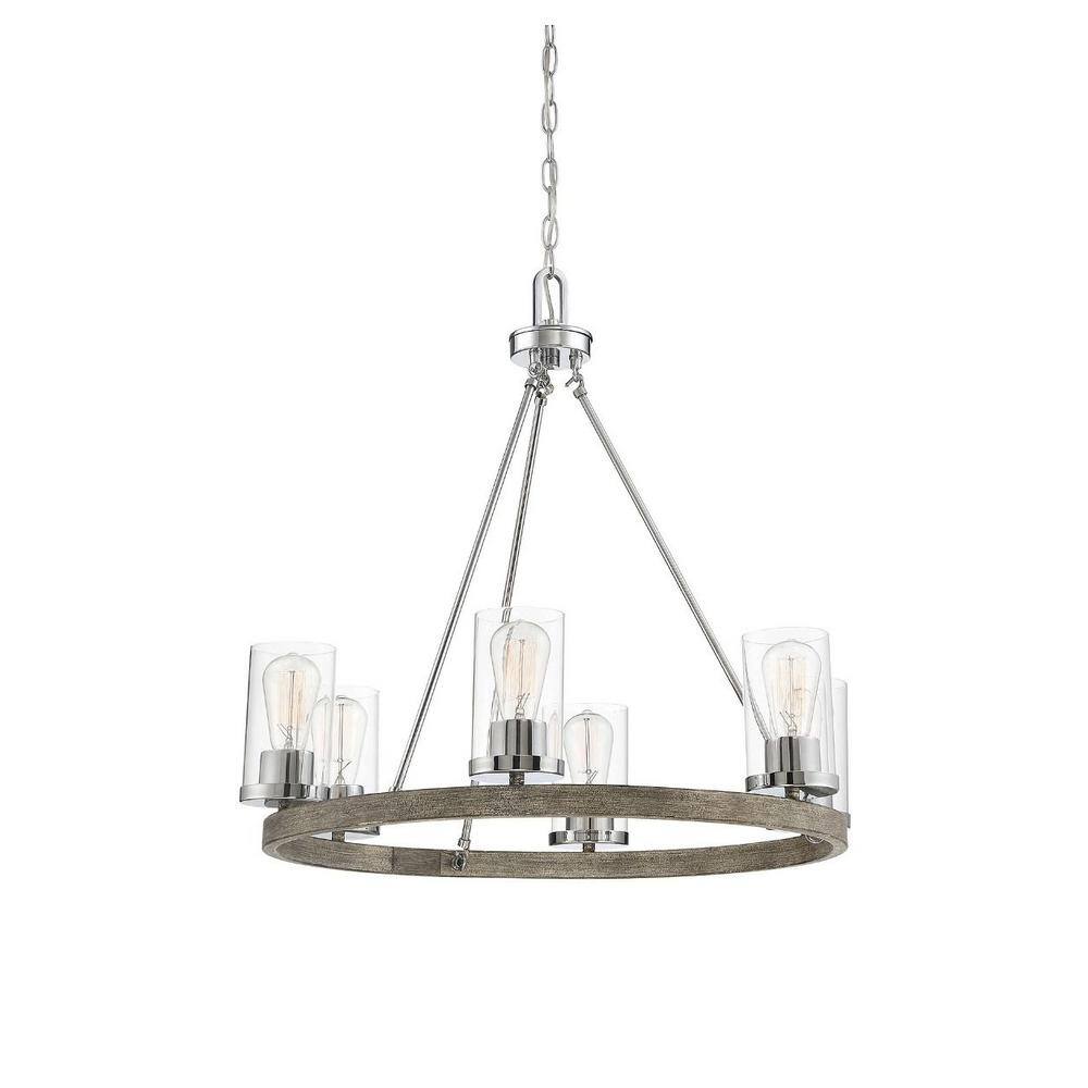 Greywood Chrome 5-Light Chandelier with Clear Glass Shades