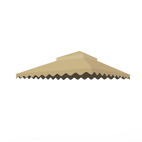 10 ft. x 10 ft. Outdoor Patio Gazebo Accessories Replacement Canopy, Double Tiered (Only Roof) in Light Brown