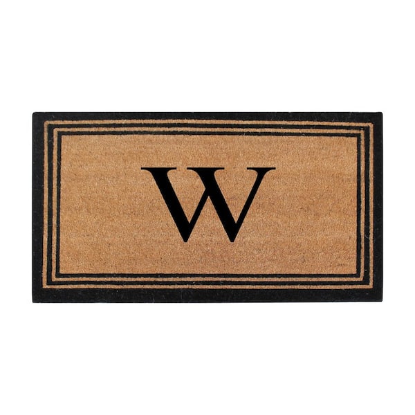 A1 Home Collections Black/Beige 24 in. x 39 in. Coir PVC Classic Border Heavy Duty Boot Scrapper Monogrammed W Door Mat