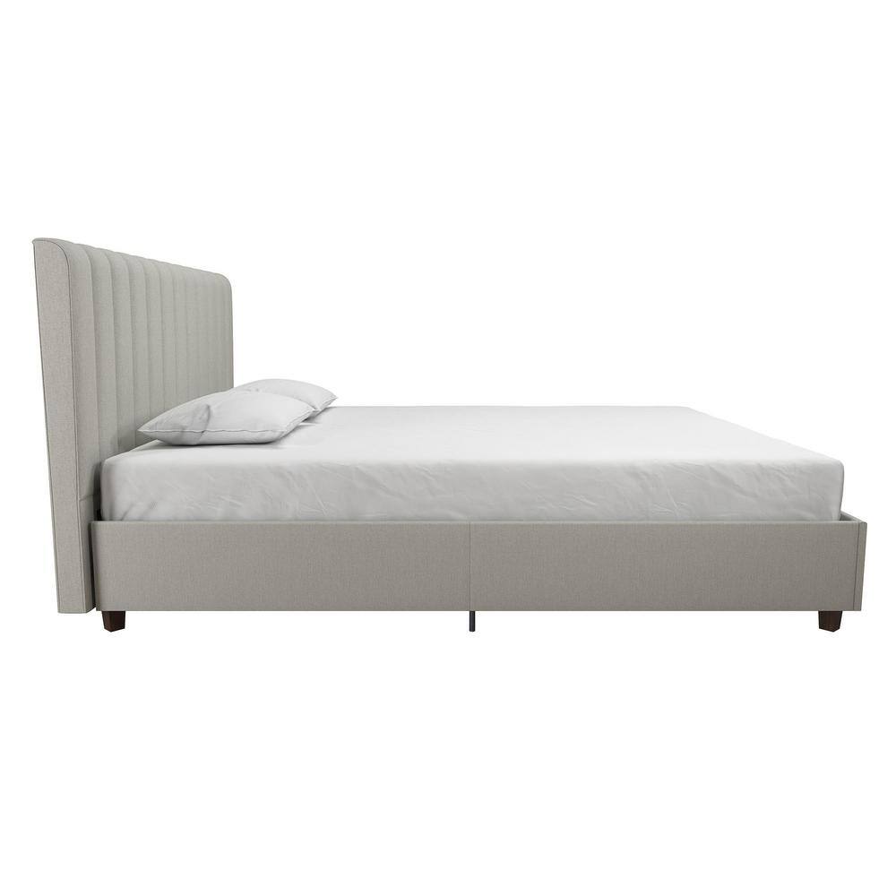 Elegant Queen Gray Linen Tufted Upholstered Bed with Wood Frame