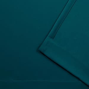 Sateen Sapphire Teal Solid Woven Room Darkening Grommet Top Curtain, 52 in. W x 96 in. L (Set of 2)