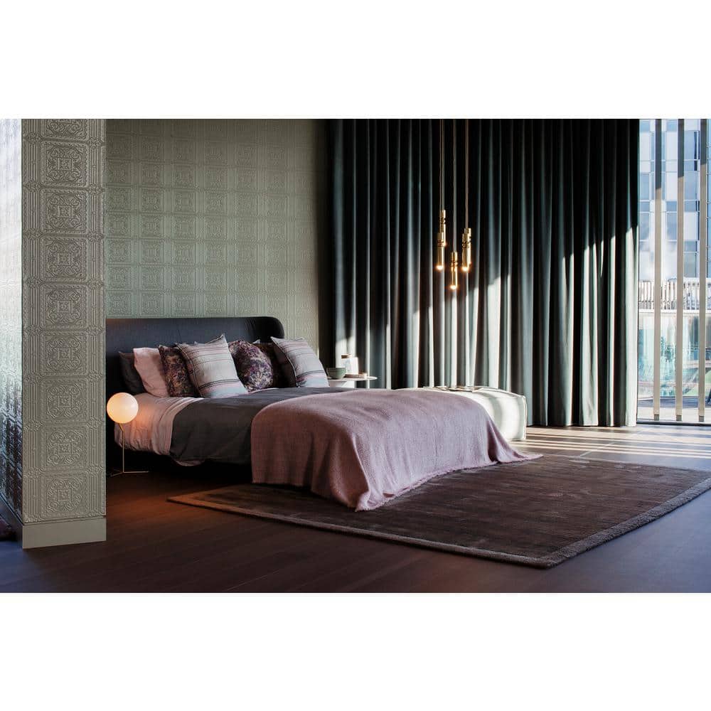 White Embossed Paintable Vinyl Tile Wallpaper, Per Bolt