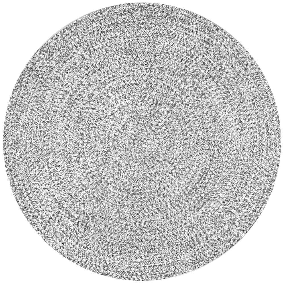 Gray Polypropylene 5 ft. x 5 ft. Solid Color Indoor Round Area Rug