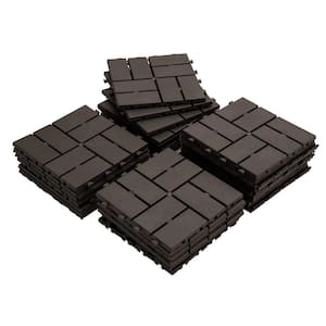 1 ft. W x 1 ft. L Square Plastic Patio Interlocking Deck Tile in Brown Flooring Tile All Weather for Balcony(Pack of 27)