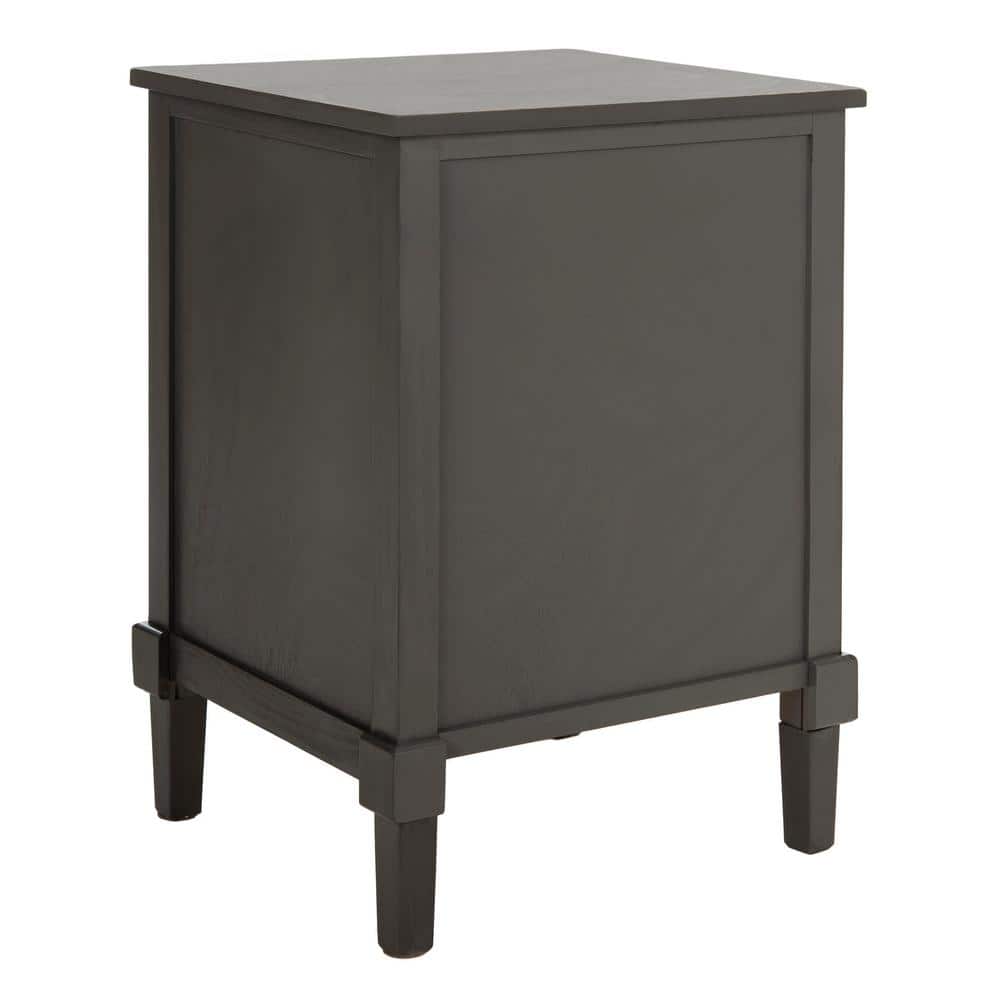 Transitional Gray Pine Wood Storage Side Table with Drawer