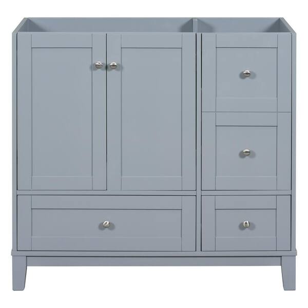 Unbranded 36 in. W x 18 in. D x 33 in. H Bath Vanity Cabinet without Top in Grey-Blue