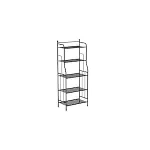 5 Tier Freestanding Metal Space Saving Tower Rack Storage Shelf, 11.42 x 21.85 x 52.76 inches, Black