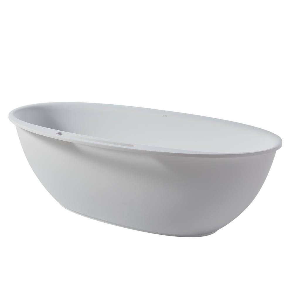 65'' White Fiberglass Freestanding Soaking Bathtub