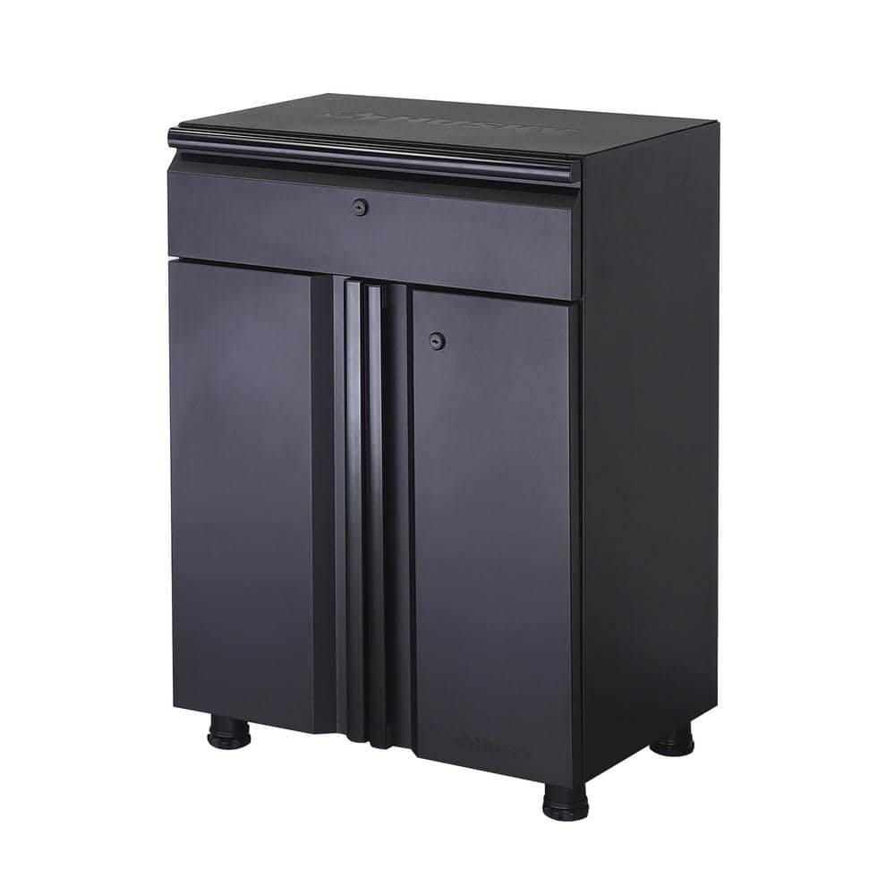 Regular Duty Welded 24-Gauge Steel 1-Drawer 2-Door Garage Base Cabinet in Black (24 in. W x 33 in. H x 16 in. D) -  Husky, G2401B-US