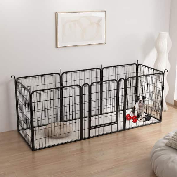54 in. L x 54 in. W x 32 in. H 8 Panels Metal Pet Playpen with Door Dog Fence Playground Puppy Guard For Outdoor