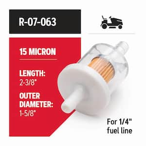 Fuel Filter for Riding Mowers, Fits Kawasaki, Tecumseh, Briggs and Stratton
