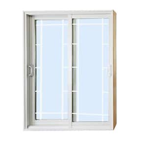 72 in. x 80 in. Double Sliding Patio Door with Key Lock with Prairie Style Internal Grill