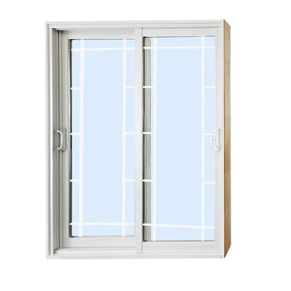 Stanley Doors 72 in. x 80 in. Double Sliding Patio Door with Key Lock with Prairie Style Internal Grill