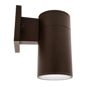 Brown LED Outdoor Wall Cylinder Light with Dusk to Dawn Sensor