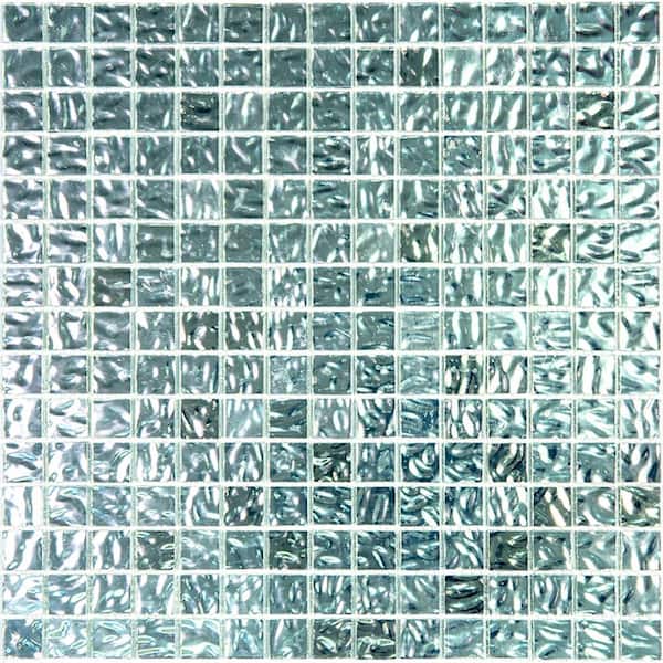 Apollo Tile Altin 4" x 6" Glossy Shimmer Flint Silver Glass Mosaic Uniform Square Wall & Floor Sample Tile 0.13 sq. ft./Piece 1-Pack