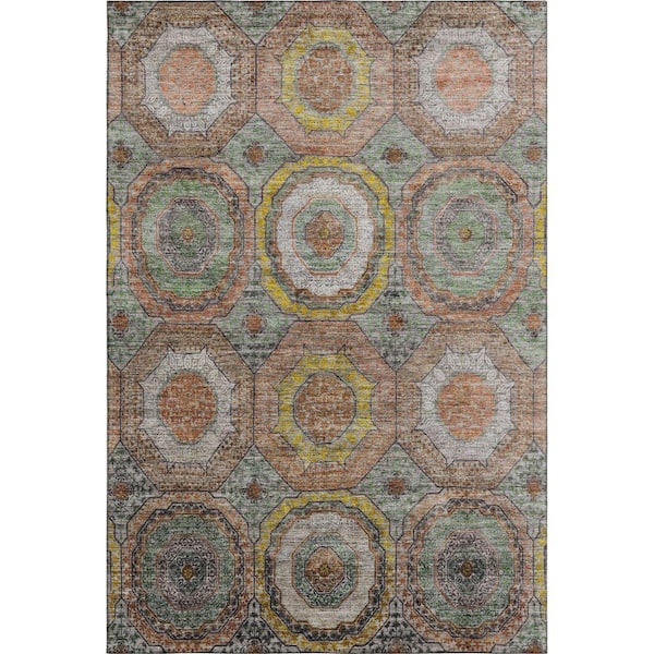 Mayfield Premium Machine Washable Abstract AMF2050 Sage 10 ft. x 14 ft. Area Rug
