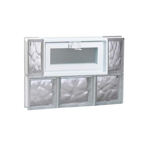 Clearly Secure 19.25 in. x 13.5 in. x 3.125 in. Frameless Wave Pattern Vented Glass Block Window