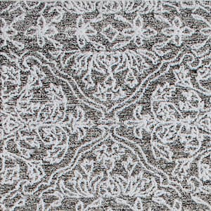 Symphony 9 ft. X 12 ft. Ivory/Charcoal Damask Indoor/Outdoor Area Rug